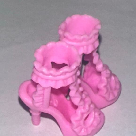Mattel Barbie Doll Stiletto Heel Pink Masquerade Mask Ankle Ruffle Fashion Shoe - Picture 5 of 6